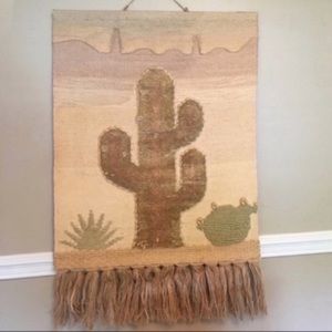 Vintage Southwestern cactus boho wall hanging